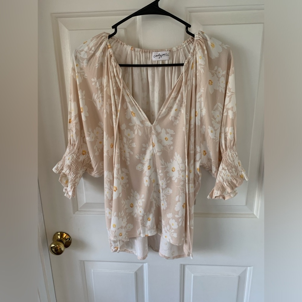 Carly Jean Los Angeles Blush Pink Floral Top